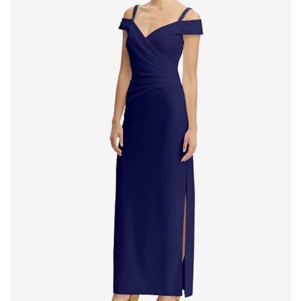 Embellished-Strap Off-The-Shoulder Gown